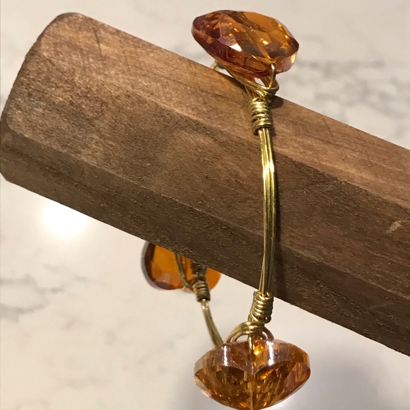 3 gold wire wrapped gem bangle bracelets - Picture 8 of 11